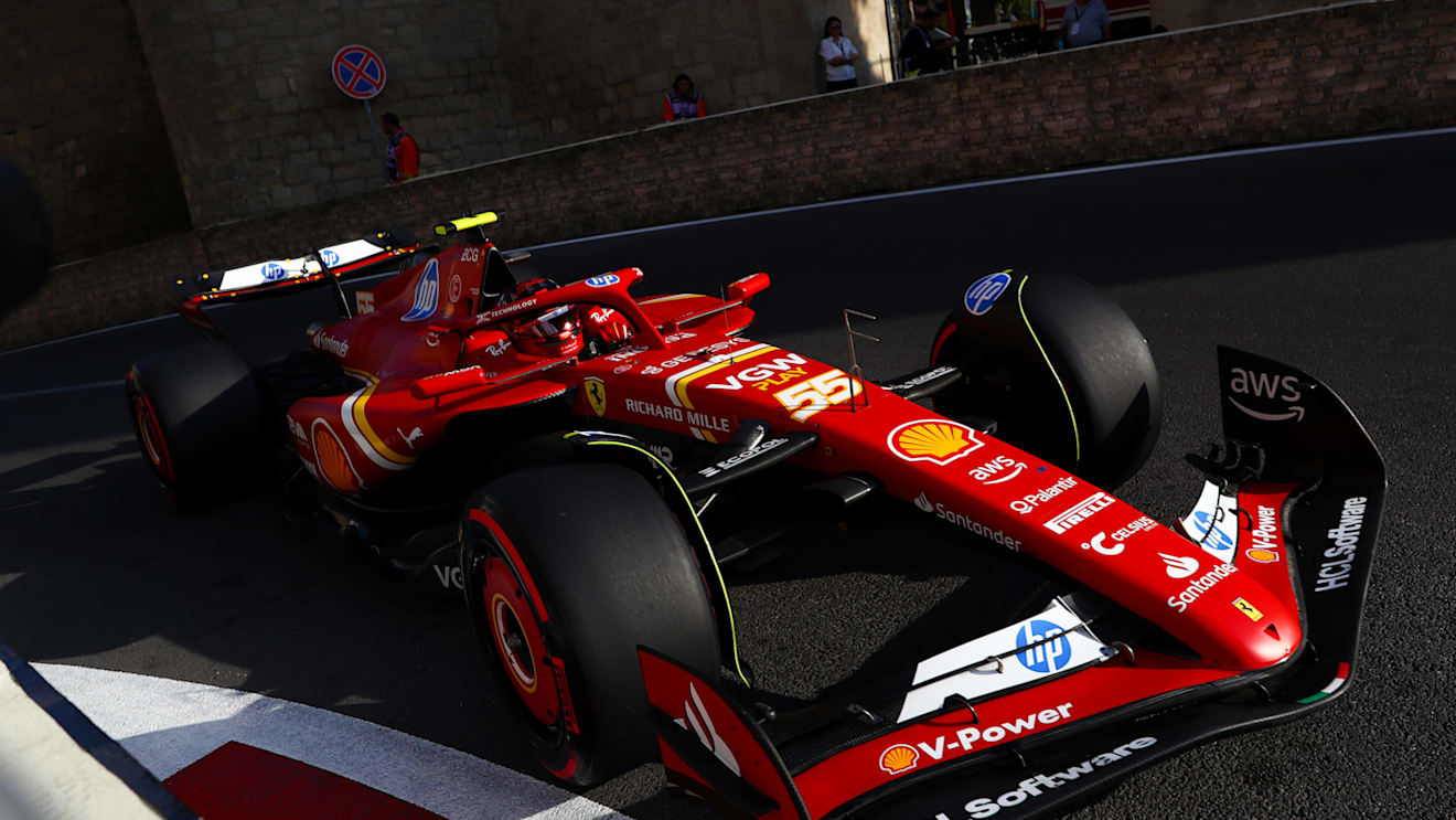 BAKU, AZERBAIJAN - SEPTEMBER 14: Carlos Sainz of Spain driving (55) the Ferrari SF-24 on track during qualifying ahead of the F1 Grand Prix of Azerbaijan at Baku City Circuit on September 14, 2024 in Baku, Azerbaijan. (Photo by Peter Fox - Formula 1/Formula 1 via Getty Images)