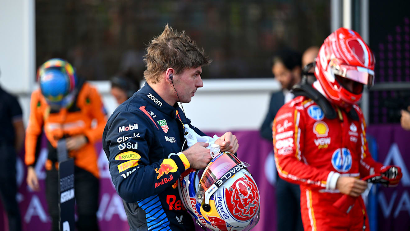 BAKU, AZERBAIJAN - SEPTEMBER 14: 6th placed qualifier Max Verstappen of the Netherlands and Oracle Red Bull Racing looks on  in parc ferme during qualifying ahead of the F1 Grand Prix of Azerbaijan at Baku City Circuit on September 14, 2024 in Baku, Azerbaijan. (Photo by Dan Mullan/Getty Images)