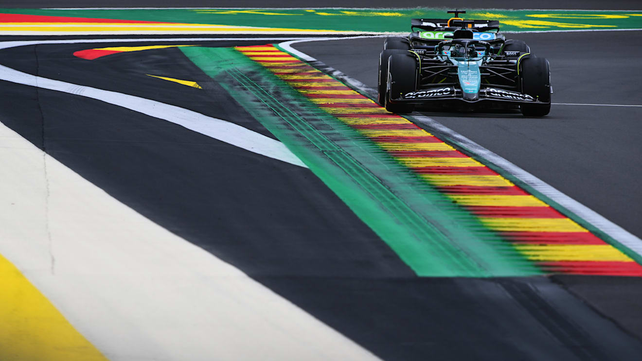 SPA, BELGIUM - JULY 26: Lance Stroll of Canada driving the (18) Aston Martin AMR24 Mercedes on track during practice ahead of the F1 Grand Prix of Belgium at Circuit de Spa-Francorchamps on July 26, 2024 in Spa, Belgium. (Photo by Rudy Carezzevoli/Getty Images)