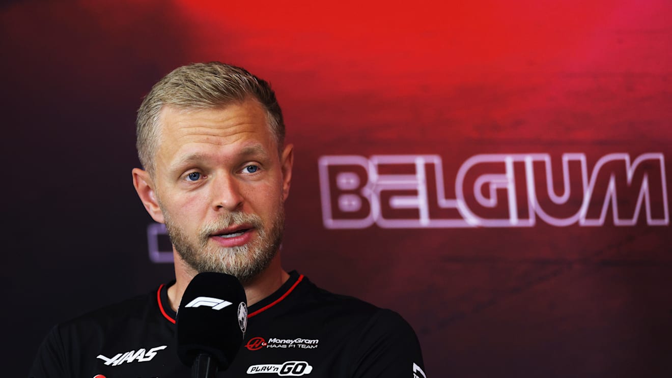 SPA, BELGIUM - JULY 25: Kevin Magnussen of Denmark and Haas F1 attends the Drivers Press Conference during previews ahead of the F1 Grand Prix of Belgium at Circuit de Spa-Francorchamps on July 25, 2024 in Spa, Belgium. (Photo by Dean Mouhtaropoulos/Getty Images)