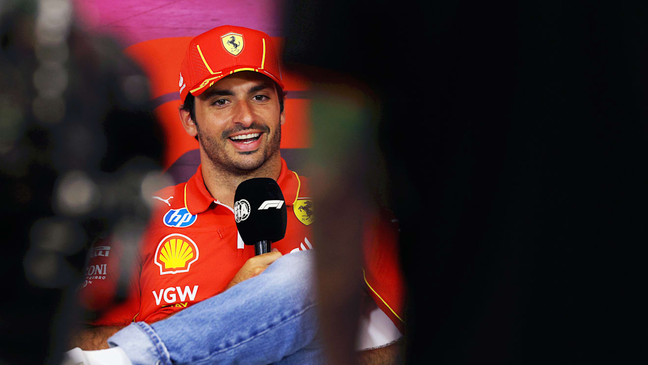 SPA, BELGIUM - JULY 25: Carlos Sainz of Spain and Ferrari attends the Drivers Press Conference during previews ahead of the F1 Grand Prix of Belgium at Circuit de Spa-Francorchamps on July 25, 2024 in Spa, Belgium. (Photo by Dean Mouhtaropoulos/Getty Images)