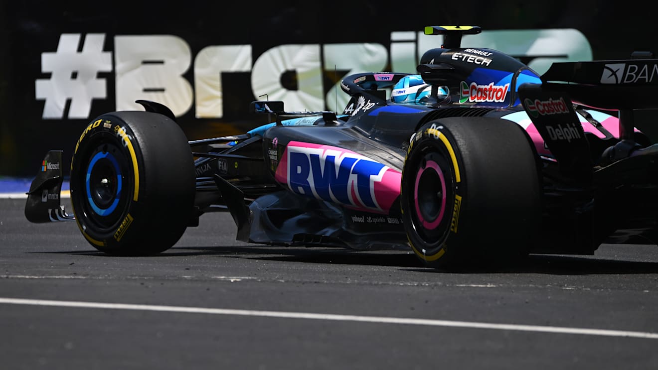 SAO PAULO, BRAZIL - NOVEMBER 01: Pierre Gasly of France driving the (10) Alpine F1 A524 Renault in the Pitlane during practice ahead of the F1 Grand Prix of Brazil at Autodromo Jose Carlos Pace on November 01, 2024 in Sao Paulo, Brazil. (Photo by Rudy Carezzevoli/Getty Images)