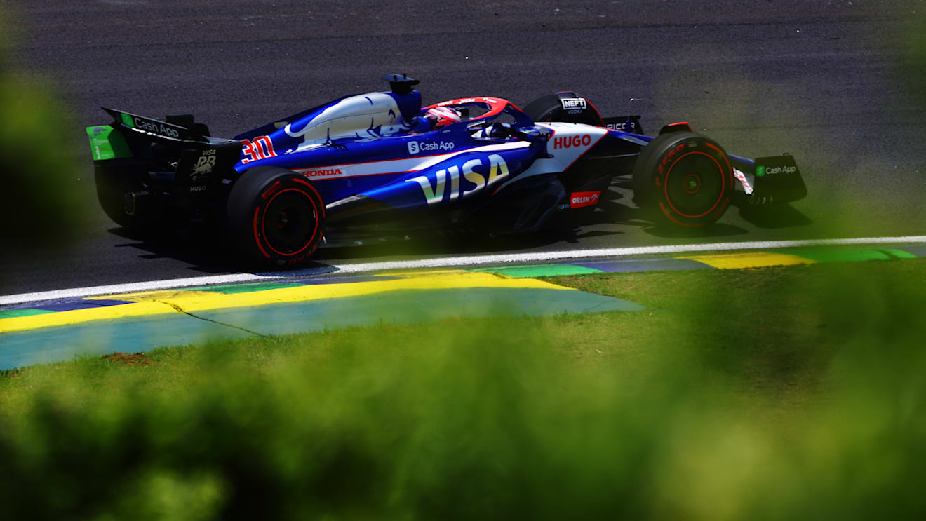 SAO PAULO, BRAZIL - NOVEMBER 01: Liam Lawson of New Zealand driving the (30) Visa Cash App RB VCARB 01 on track during practice ahead of the F1 Grand Prix of Brazil at Autodromo Jose Carlos Pace on November 01, 2024 in Sao Paulo, Brazil. (Photo by Mark Thompson/Getty Images)