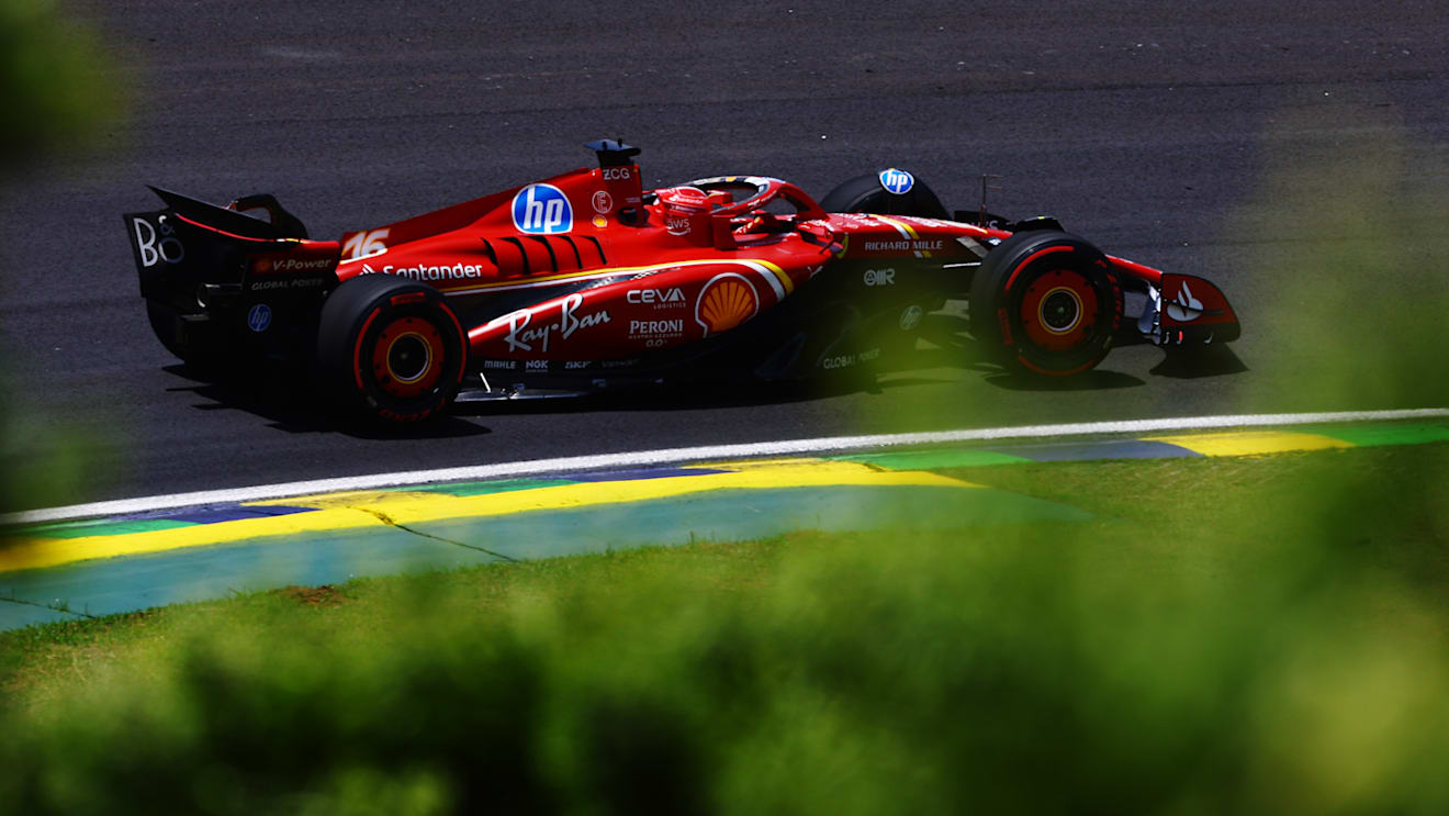 SAO PAULO, BRAZIL - NOVEMBER 01: Charles Leclerc of Monaco driving the (16) Ferrari SF-24 on track during practice ahead of the F1 Grand Prix of Brazil at Autodromo Jose Carlos Pace on November 01, 2024 in Sao Paulo, Brazil. (Photo by Mark Thompson/Getty Images)