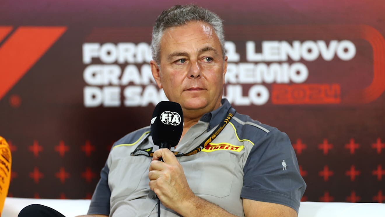SAO PAULO, BRAZIL - NOVEMBER 01: Director of Pirelli F1 Mario Isola attends the press conference after practice ahead of the F1 Grand Prix of Brazil at Autodromo Jose Carlos Pace on November 01, 2024 in Sao Paulo, Brazil. (Photo by Peter Fox/Getty Images)