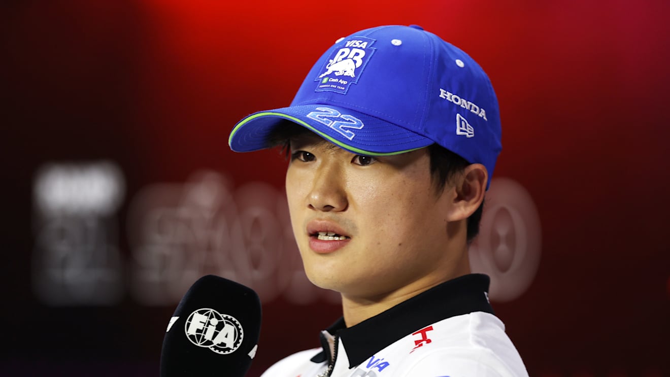 SAO PAULO, BRAZIL - OCTOBER 31: Yuki Tsunoda of Japan and Visa Cash App RB attends the Drivers Press Conference during previews ahead of the F1 Grand Prix of Brazil at Autodromo Jose Carlos Pace on October 31, 2024 in Sao Paulo, Brazil. (Photo by Lars Baron/Getty Images)