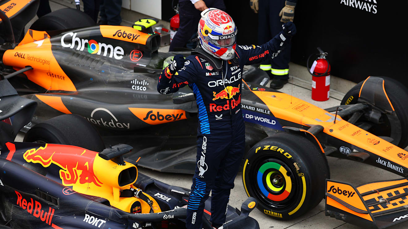 MONTREAL, QUEBEC - JUNE 09: Race winner Max Verstappen of the Netherlands and Oracle Red Bull Racing celebrates in parc ferme during the F1 Grand Prix of Canada at Circuit Gilles Villeneuve on June 09, 2024 in Montreal, Quebec. (Photo by Clive Rose/Getty Images)