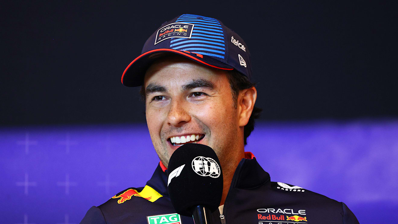 MONTREAL, QUEBEC - JUNE 06: Sergio Perez of Mexico and Oracle Red Bull Racing attends the press conference during previews ahead of the F1 Grand Prix of Canada at Circuit Gilles Villeneuve on June 06, 2024 in Montreal, Quebec. (Photo by Clive Rose/Getty Images)