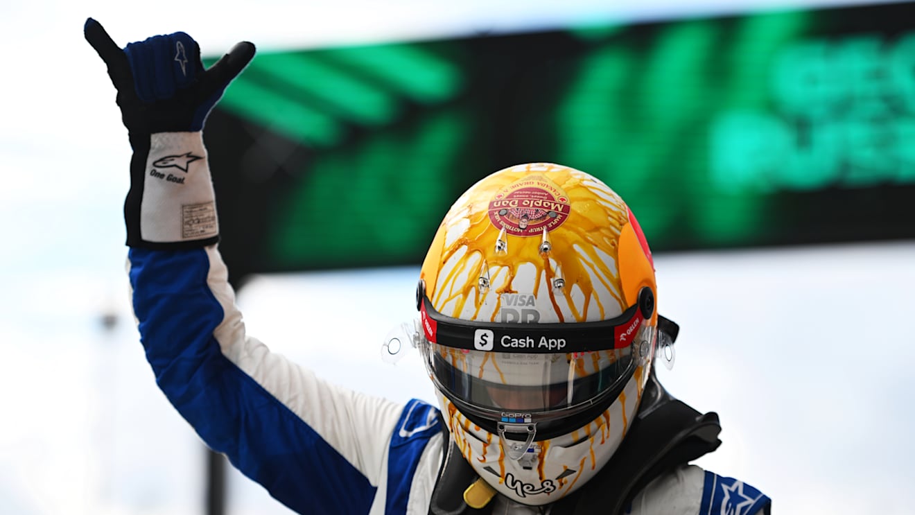 MONTREAL, QUEBEC - JUNE 08: 5th placed qualifier Daniel Ricciardo of Australia and Visa Cash App RB celebrates in parc ferme during qualifying ahead of the F1 Grand Prix of Canada at Circuit Gilles Villeneuve on June 08, 2024 in Montreal, Quebec. (Photo by Rudy Carezzevoli/Getty Images)