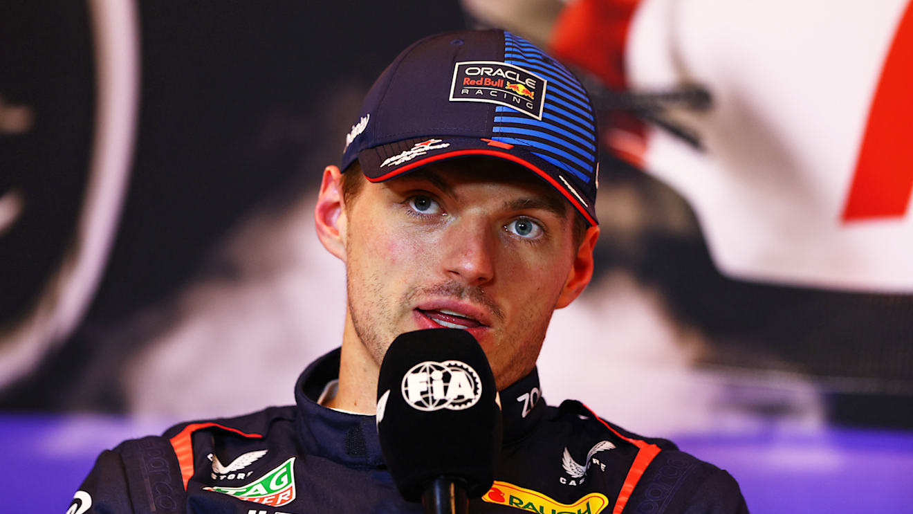 MONTREAL, QUEBEC - JUNE 08: Second placed qualifier Max Verstappen of the Netherlands and Oracle Red Bull Racing attends the press conference after qualifying ahead of the F1 Grand Prix of Canada at Circuit Gilles Villeneuve on June 08, 2024 in Montreal, Quebec. (Photo by Clive Rose/Getty Images)