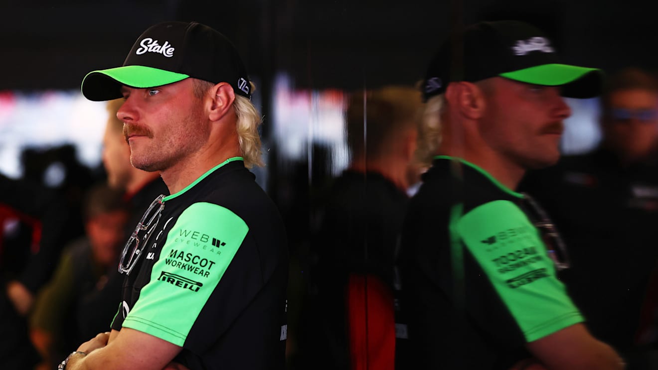 SHANGHAI, CHINA - APRIL 21: Valtteri Bottas of Finland and Stake F1 Team Kick Sauber looks on from the drivers parade prior to the F1 Grand Prix of China at Shanghai International Circuit on April 21, 2024 in Shanghai, China. (Photo by Bryn Lennon - Formula 1/Formula 1 via Getty Images)