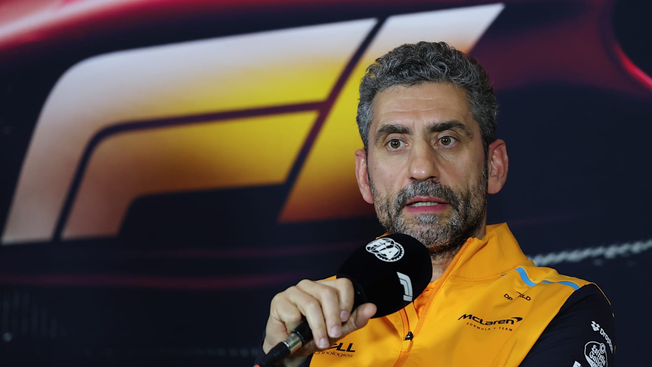 SHANGHAI, CHINA - APRIL 19: McLaren Team Principal Andrea attends the Team Principals Press Conference speaks to the media during the team principle conference ahead of the F1 Grand Prix of China at Shanghai International Circuit on April 19, 2024 in Shanghai, China. (Photo by Lintao Zhang/Getty Images )