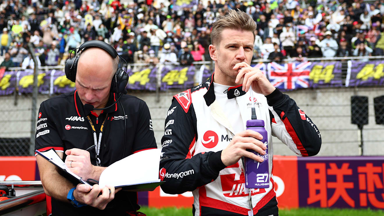SHANGHAI, CHINA - APRIL 20: Nico Hulkenberg of Germany and Haas F1 looks on, on the grid prior to the Sprint ahead of the F1 Grand Prix of China at Shanghai International Circuit on April 20, 2024 in Shanghai, China. (Photo by Bryn Lennon - Formula 1/Formula 1 via Getty Images)