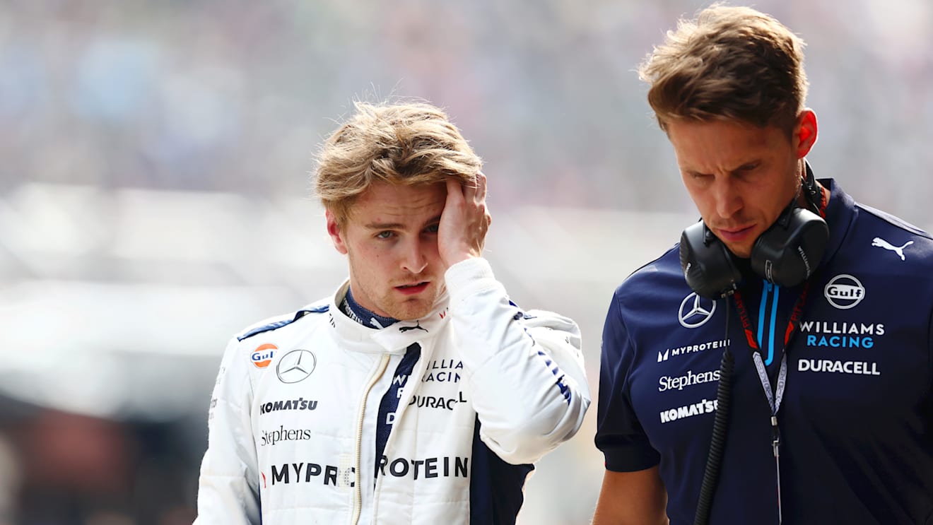 SHANGHAI, CHINA - APRIL 20: 20th placed qualifier Logan Sargeant of United States and Williams walks in the pitlane after qualifying ahead of the F1 Grand Prix of China at Shanghai International Circuit on April 20, 2024 in Shanghai, China. (Photo by Bryn Lennon - Formula 1/Formula 1 via Getty Images)