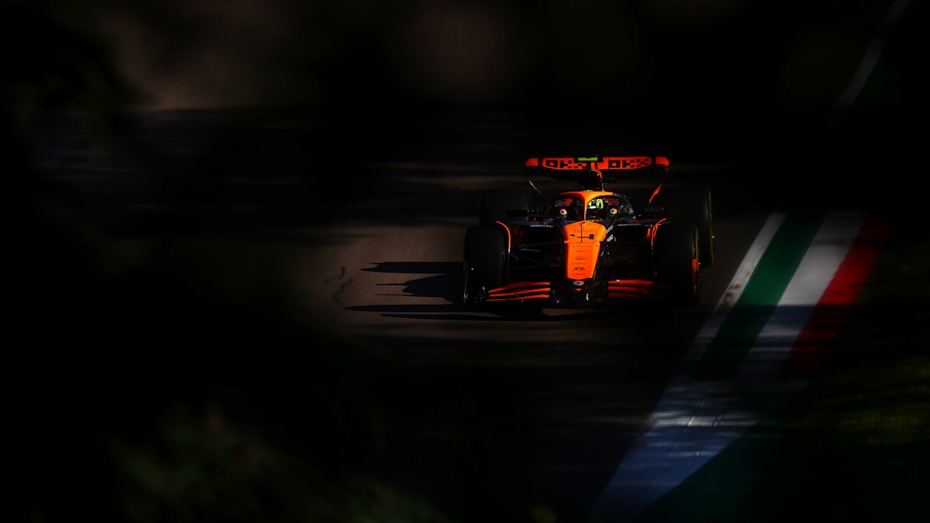 IMOLA, ITALY - MAY 17: Lando Norris of Great Britain driving the (4) McLaren MCL38 Mercedes on track during practice ahead of the F1 Grand Prix of Emilia-Romagna at Autodromo Enzo e Dino Ferrari Circuit on May 17, 2024 in Imola, Italy. (Photo by Lars Baron/Getty Images)