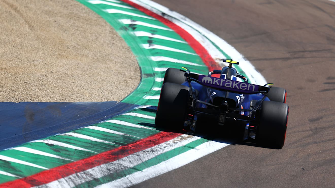 IMOLA, ITALY - MAY 18: Logan Sargeant of United States driving the (2) Williams FW46 Mercedes on track during final practice ahead of the F1 Grand Prix of Emilia-Romagna at Autodromo Enzo e Dino Ferrari Circuit on May 18, 2024 in Imola, Italy. (Photo by Clive Rose/Getty Images)