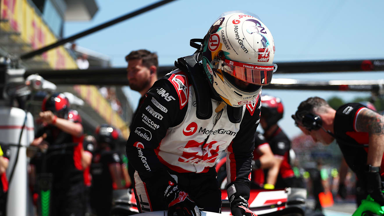 IMOLA, ITALY - MAY 18: Kevin Magnussen of Denmark and Haas F1 stops in the Pitlane during final practice ahead of the F1 Grand Prix of Emilia-Romagna at Autodromo Enzo e Dino Ferrari Circuit on May 18, 2024 in Imola, Italy. (Photo by Peter Fox - Formula 1/Formula 1 via Getty Images)