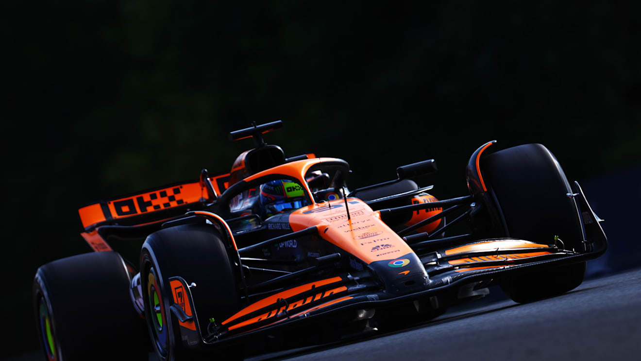 BUDAPEST, HUNGARY - JULY 19: Oscar Piastri of Australia driving the (81) McLaren MCL38 Mercedes on track during practice ahead of the F1 Grand Prix of Hungary at Hungaroring on July 19, 2024 in Budapest, Hungary. (Photo by Mark Thompson/Getty Images)