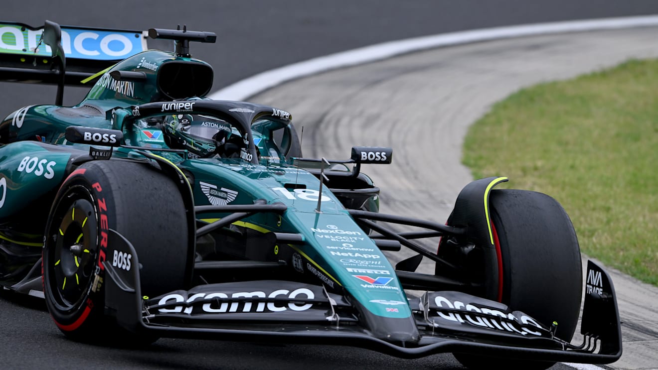 BUDAPEST, HUNGARY - JULY 20: Lance Stroll of Canada driving the (18) Aston Martin AMR24 Mercedes on track during final practice ahead of the F1 Grand Prix of Hungary at Hungaroring on July 20, 2024 in Budapest, Hungary. (Photo by Rudy Carezzevoli/Getty Images)