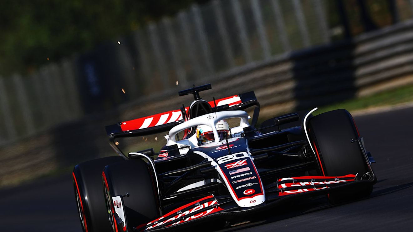 MONZA, ITALY - AUGUST 30: Kevin Magnussen of Denmark driving the (20) Haas F1 VF-24 Ferrari on track during practice ahead of the F1 Grand Prix of Italy at Autodromo Nazionale Monza on August 30, 2024 in Monza, Italy. (Photo by Mark Thompson/Getty Images)