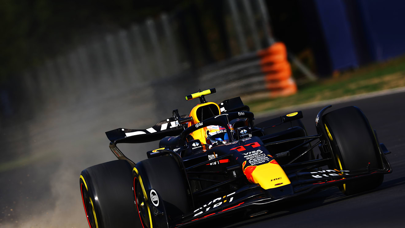 MONZA, ITALY - AUGUST 30: Sergio Perez of Mexico driving the (11) Oracle Red Bull Racing RB20 on track during practice ahead of the F1 Grand Prix of Italy at Autodromo Nazionale Monza on August 30, 2024 in Monza, Italy. (Photo by Mark Thompson/Getty Images)