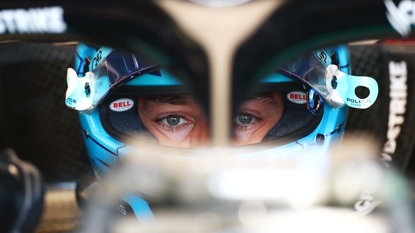 MONZA, ITALY - AUGUST 30: George Russell of Great Britain driving the (63) Mercedes AMG Petronas F1 Team W15 prepares to drive in the garage during practice ahead of the F1 Grand Prix of Italy at Autodromo Nazionale Monza on August 30, 2024 in Monza, Italy. (Photo by Peter Fox - Formula 1/Formula 1 via Getty Images)