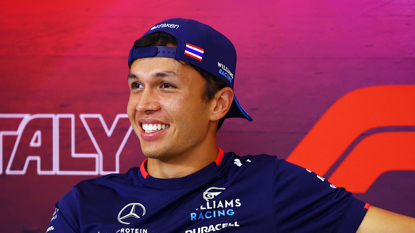 MONZA, ITALY - AUGUST 29: Alexander Albon of Thailand and Williams attends the Drivers Press Conference during previews ahead of the F1 Grand Prix of Italy at Autodromo Nazionale Monza on August 29, 2024 in Monza, Italy. (Photo by Clive Rose/Getty Images)