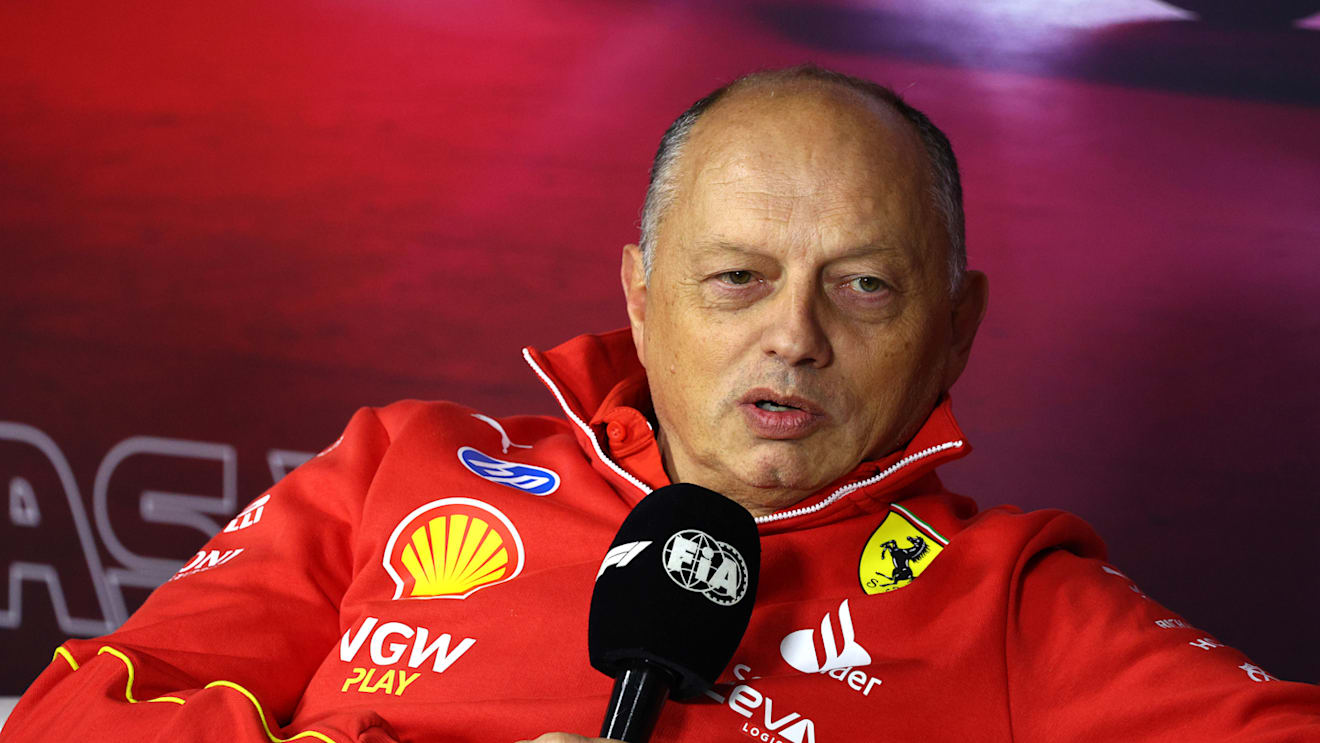 LAS VEGAS, NEVADA - NOVEMBER 21: Ferrari Team Principal Frederic Vasseur attends the Team Principals Press Conference during practice ahead of the F1 Grand Prix of Las Vegas at Las Vegas Strip Circuit on November 21, 2024 in Las Vegas, Nevada. (Photo by Clive Rose/Getty Images)