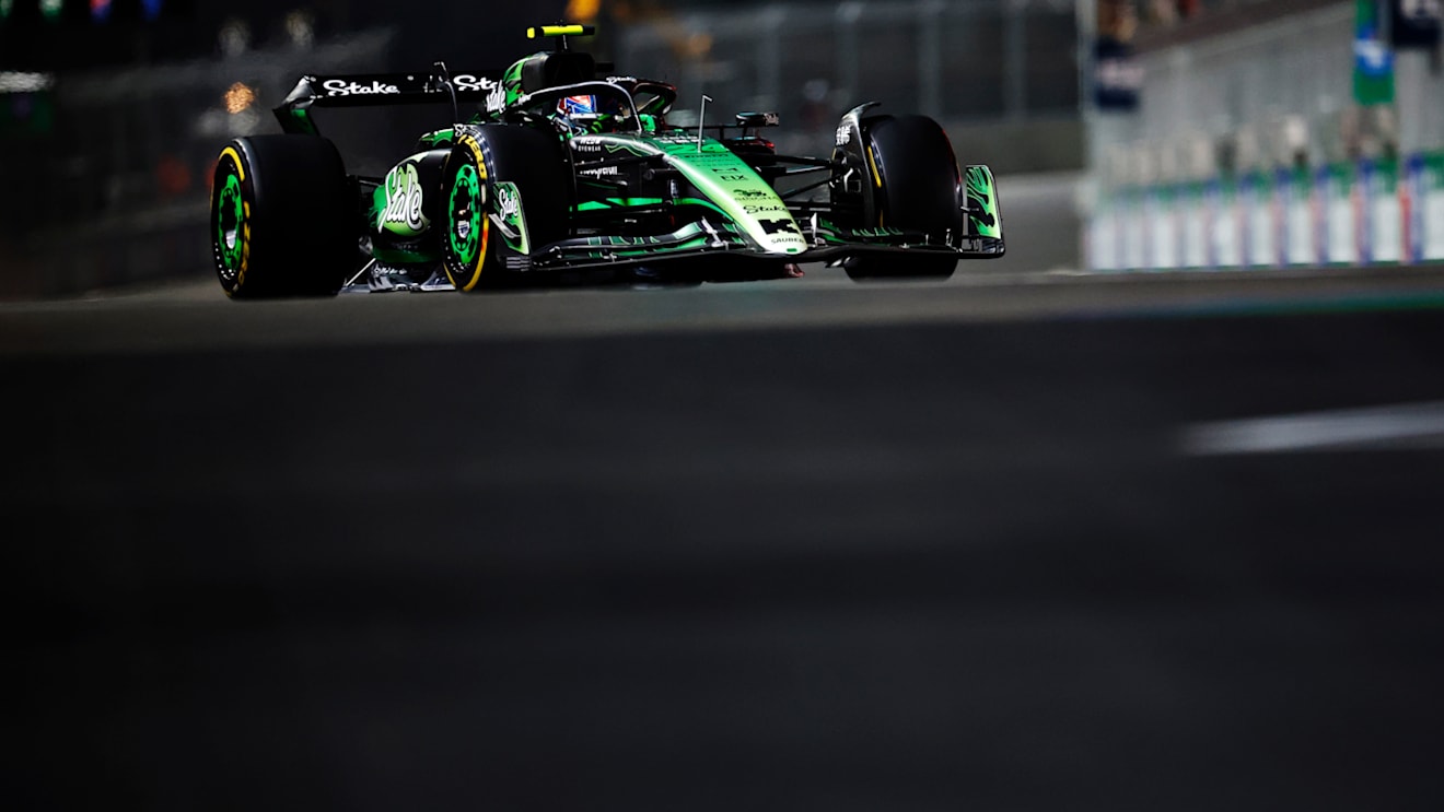 LAS VEGAS, NEVADA - NOVEMBER 21: Zhou Guanyu of China driving the (24) Kick Sauber C44 Ferrari on track during practice ahead of the F1 Grand Prix of Las Vegas at Las Vegas Strip Circuit on November 21, 2024 in Las Vegas, Nevada. (Photo by Chris Graythen/Getty Images)