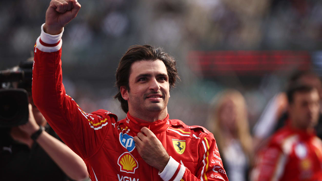 MEXICO CITY, MEXICO - OCTOBER 27: Race winner Carlos Sainz of Spain and Ferrari celebrates in parc ferme during the F1 Grand Prix of Mexico at Autodromo Hermanos Rodriguez on October 27, 2024 in Mexico City, Mexico. (Photo by Jared C. Tilton/Getty Images)