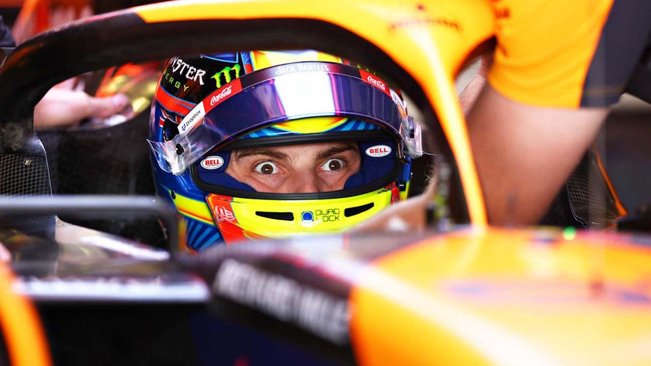 MEXICO CITY, MEXICO - OCTOBER 25: Oscar Piastri of Australia and McLaren prepares to drive in the garage during practice ahead of the F1 Grand Prix of Mexico at Autodromo Hermanos Rodriguez on October 25, 2024 in Mexico City, Mexico. (Photo by Bryn Lennon - Formula 1/Formula 1 via Getty Images)