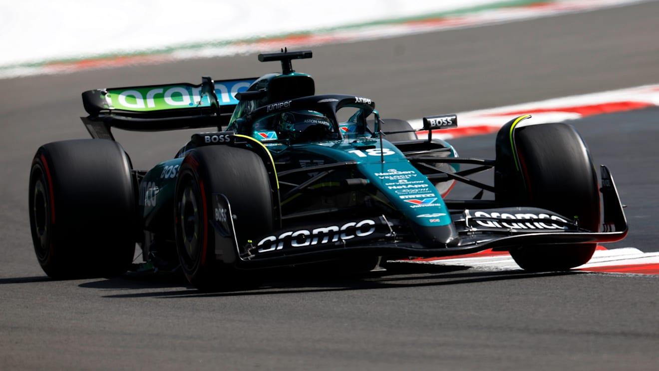 MEXICO CITY, MEXICO - OCTOBER 25: Lance Stroll of Canada driving the (18) Aston Martin AMR24 Mercedes on track during practice ahead of the F1 Grand Prix of Mexico at Autodromo Hermanos Rodriguez on October 25, 2024 in Mexico City, Mexico. (Photo by Chris Graythen/Getty Images)