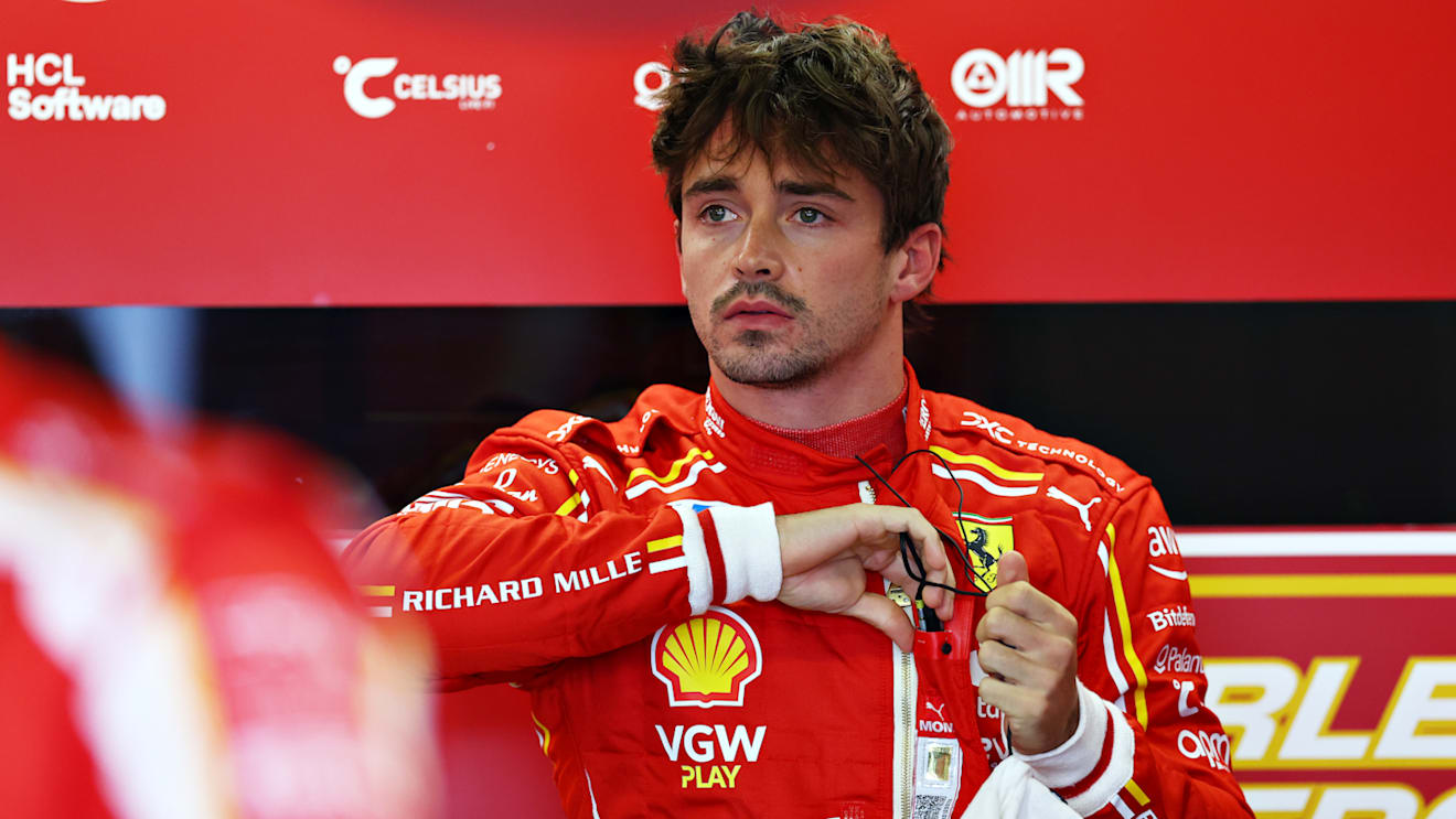 MEXICO CITY, MEXICO - OCTOBER 25: Charles Leclerc of Monaco and Ferrari looks on in the garage during practice ahead of the F1 Grand Prix of Mexico at Autodromo Hermanos Rodriguez on October 25, 2024 in Mexico City, Mexico. (Photo by Bryn Lennon - Formula 1/Formula 1 via Getty Images)
