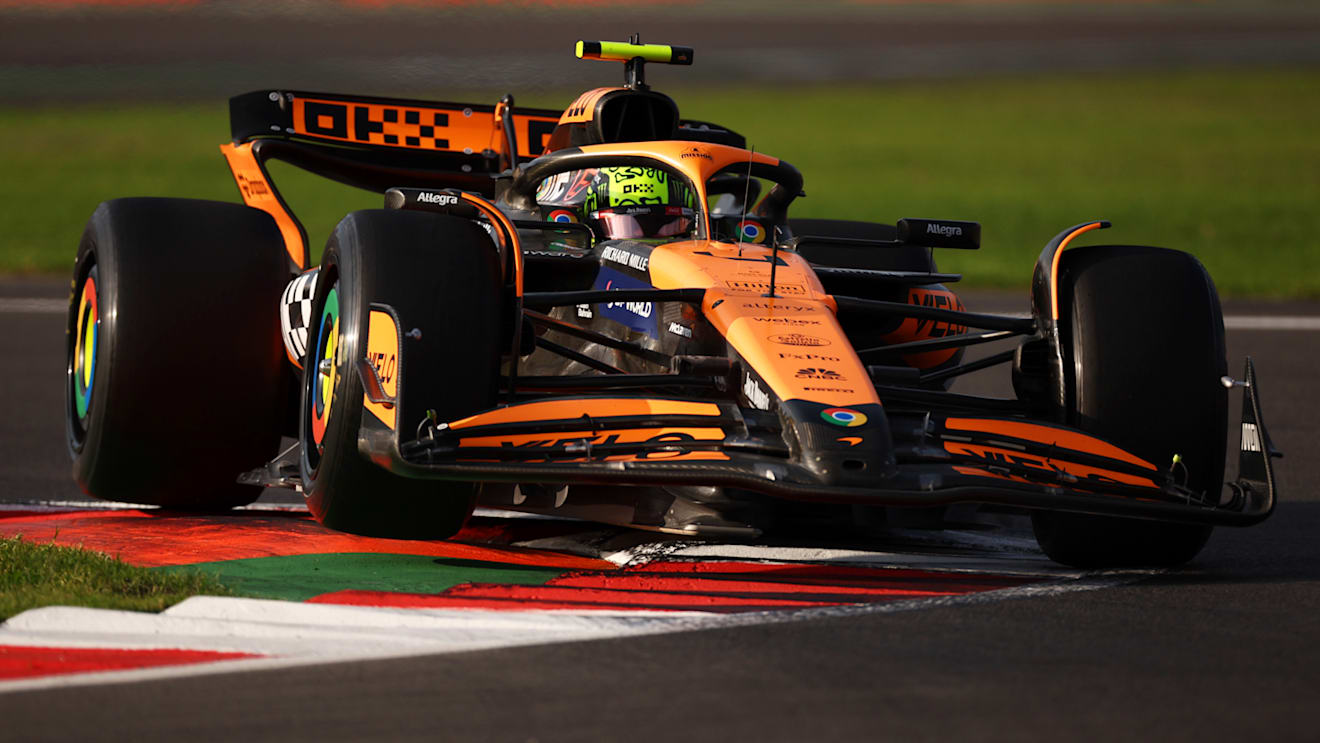 MEXICO CITY, MEXICO - OCTOBER 25: Lando Norris of Great Britain driving the (4) McLaren MCL38 Mercedes on track during practice ahead of the F1 Grand Prix of Mexico at Autodromo Hermanos Rodriguez on October 25, 2024 in Mexico City, Mexico. (Photo by Jared C. Tilton/Getty Images)