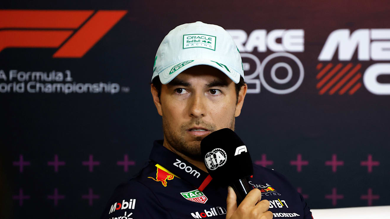 MEXICO CITY, MEXICO - OCTOBER 24: Sergio Perez of Mexico and Oracle Red Bull Racing attends the Drivers Press Conference during previews ahead of the F1 Grand Prix of Mexico at Autodromo Hermanos Rodriguez on October 24, 2024 in Mexico City, Mexico. (Photo by Chris Graythen/Getty Images)