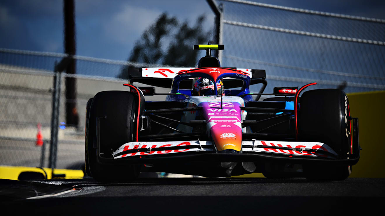 MIAMI, FLORIDA - MAY 05: Yuki Tsunoda of Japan driving the (22) Visa Cash App RB VCARB 01 on track during the F1 Grand Prix of Miami at Miami International Autodrome on May 05, 2024 in Miami, Florida. (Photo by Clive Mason/Getty Images)