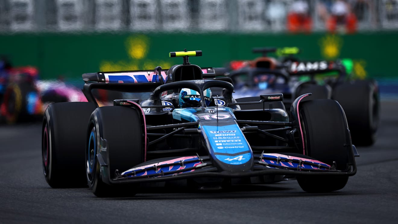 MIAMI, FLORIDA - MAY 05: Pierre Gasly of France driving the (10) Alpine F1 A524 Renault leads Alexander Albon of Thailand driving the (23) Williams FW46 Mercedes on track during the F1 Grand Prix of Miami at Miami International Autodrome on May 05, 2024 in Miami, Florida. (Photo by Jared C. Tilton - Formula 1/Formula 1 via Getty Images)