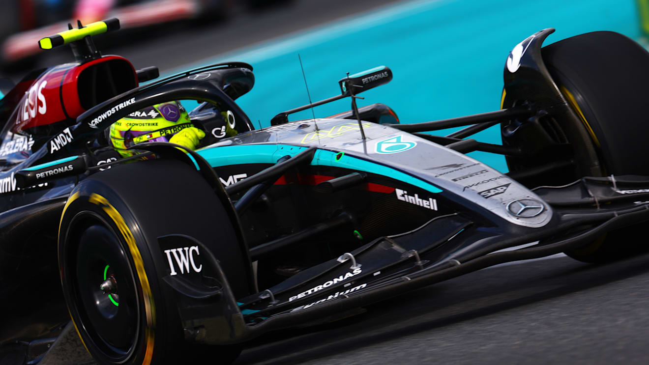 MIAMI, FLORIDA - MAY 05: Lewis Hamilton of Great Britain driving the (44) Mercedes AMG Petronas F1 Team W15 on track during the F1 Grand Prix of Miami at Miami International Autodrome on May 05, 2024 in Miami, Florida. (Photo by Mark Thompson/Getty Images)