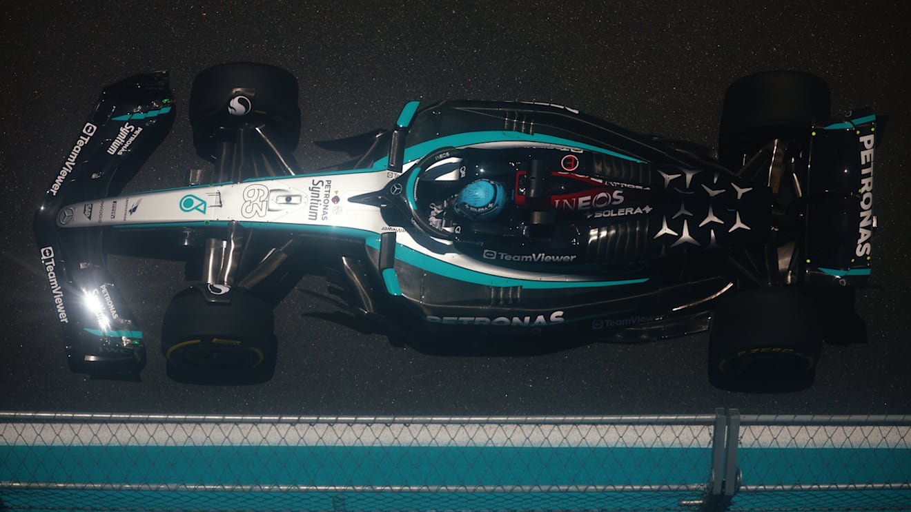 MIAMI, FLORIDA - MAY 03: George Russell of Great Britain driving the (63) Mercedes AMG Petronas F1 Team W15 on track during practice ahead of the F1 Grand Prix of Miami at Miami International Autodrome on May 03, 2024 in Miami, Florida. (Photo by Jared C. Tilton - Formula 1/Formula 1 via Getty Images)