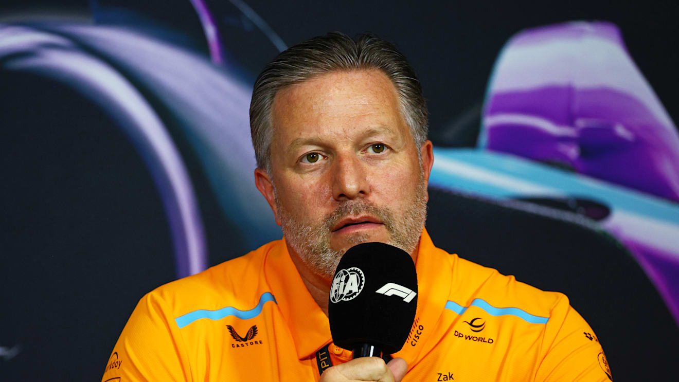 MIAMI, FLORIDA - MAY 03: McLaren Chief Executive Officer Zak Brown attends the Team Principals Press Conference after practice ahead of the F1 Grand Prix of Miami at Miami International Autodrome on May 03, 2024 in Miami, Florida. (Photo by Clive Rose/Getty Images)