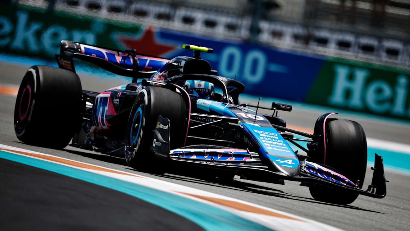 MIAMI, FLORIDA - MAY 03: Pierre Gasly of France driving the (10) Alpine F1 A524 Renault on track during practice ahead of the F1 Grand Prix of Miami at Miami International Autodrome on May 03, 2024 in Miami, Florida. (Photo by Chris Graythen/Getty Images)