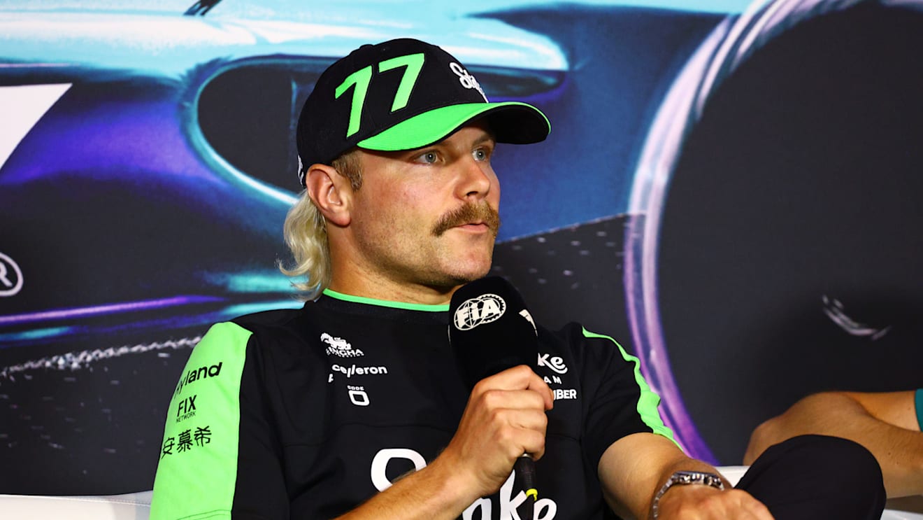 MIAMI, FLORIDA - MAY 02: Valtteri Bottas of Finland and Stake F1 Team Kick Sauber attends the Drivers Press Conference during previews ahead of the F1 Grand Prix of Miami at Miami International Autodrome on May 02, 2024 in Miami, Florida. (Photo by Clive Rose/Getty Images)