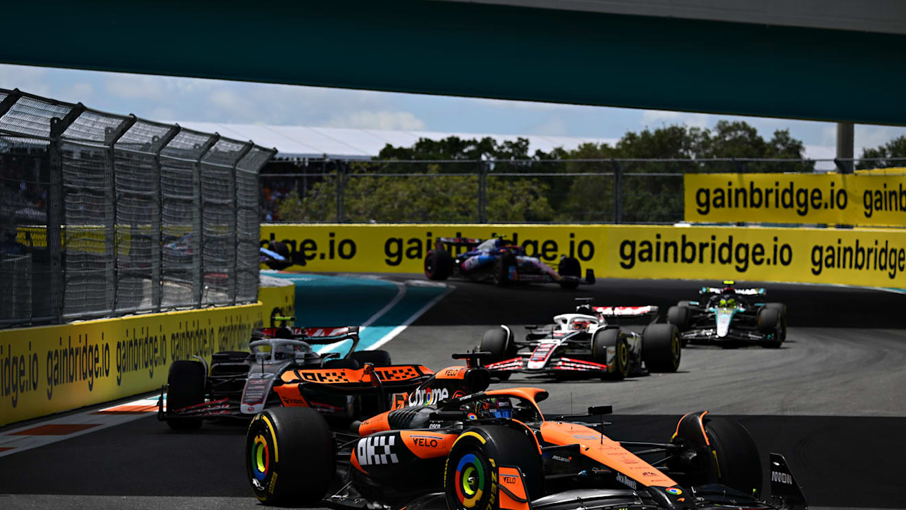 MIAMI, FLORIDA - MAY 04: Oscar Piastri of Australia driving the (81) McLaren MCL38 Mercedes on track during the Sprint ahead of the F1 Grand Prix of Miami at Miami International Autodrome on May 04, 2024 in Miami, Florida. (Photo by Clive Mason/Getty Images)