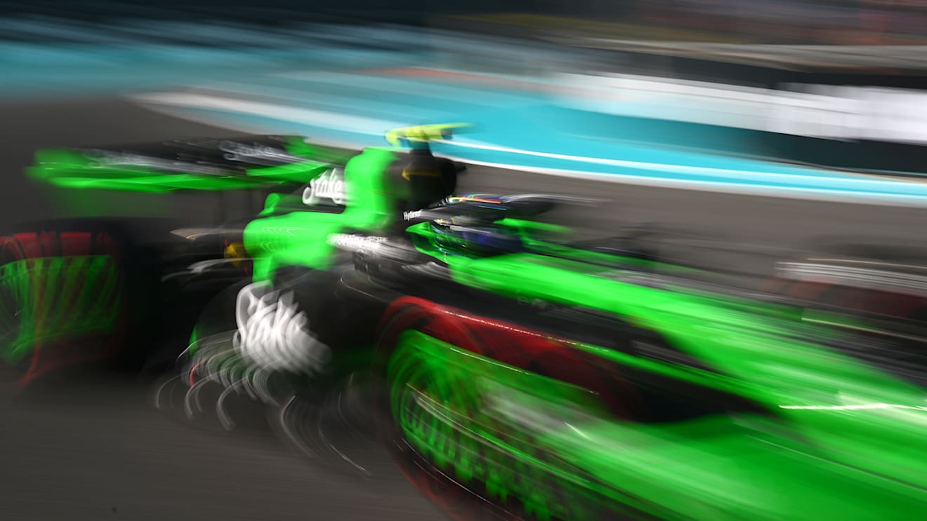 MIAMI, FLORIDA - MAY 04: Zhou Guanyu of China driving the (24) Kick Sauber C44 Ferrari on track during qualifying ahead of the F1 Grand Prix of Miami at Miami International Autodrome on May 04, 2024 in Miami, Florida. (Photo by Clive Mason/Getty Images)
