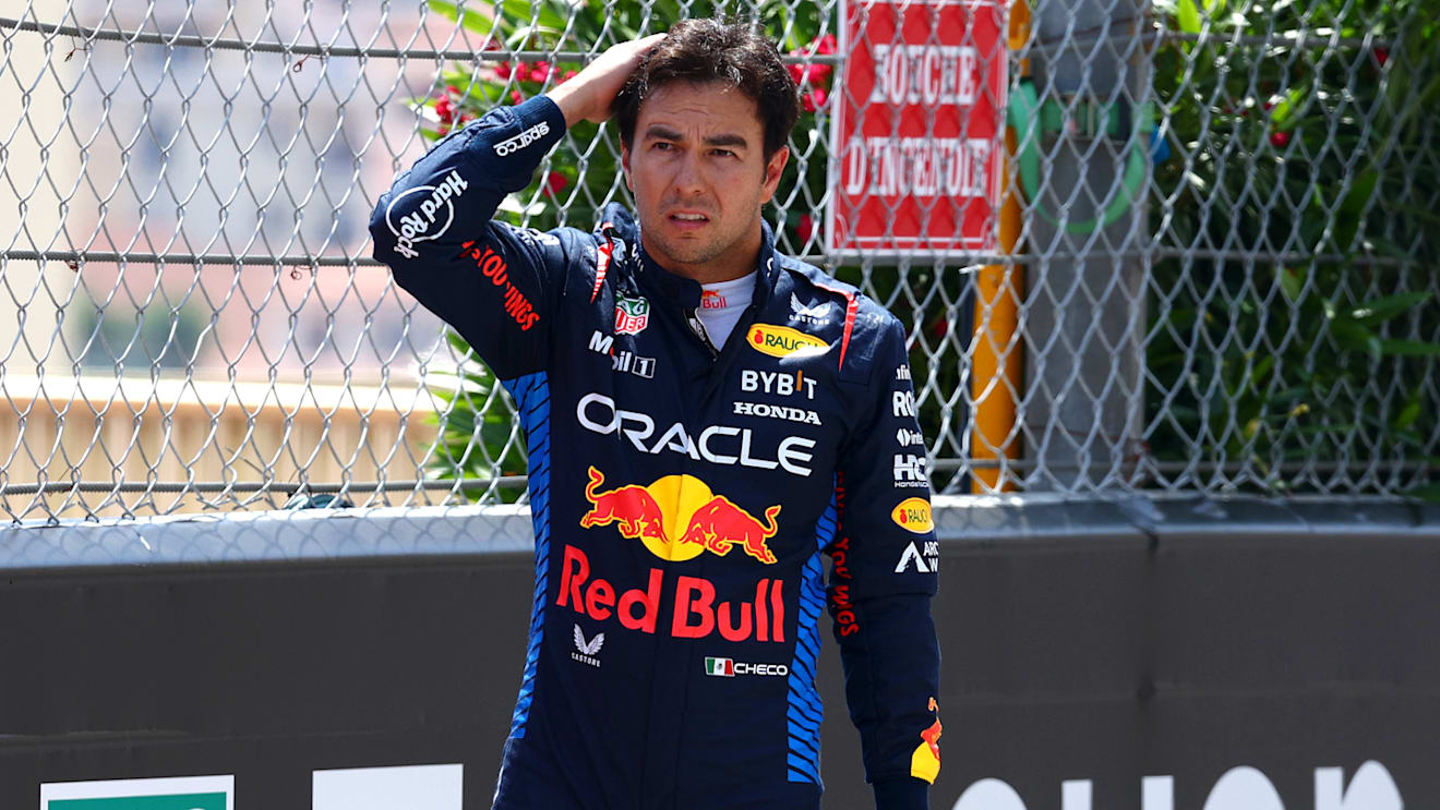 MONTE-CARLO, MONACO - MAY 26: Sergio Perez of Mexico and Oracle Red Bull Racing looks on after crashing at the start during the F1 Grand Prix of Monaco at Circuit de Monaco on May 26, 2024 in Monte-Carlo, Monaco. (Photo by Clive Rose/Getty Images)