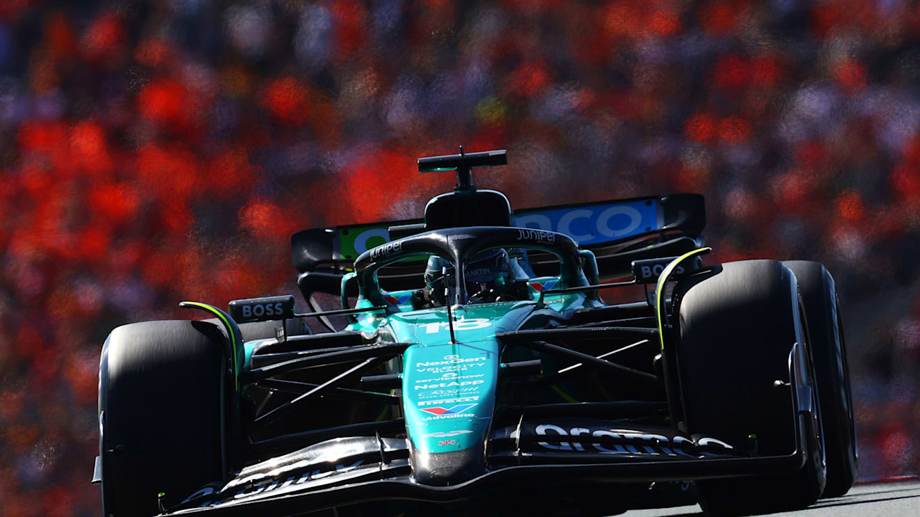 ZANDVOORT, NETHERLANDS - AUGUST 25: Lance Stroll of Canada driving the (18) Aston Martin AMR24 Mercedes on track during the F1 Grand Prix of Netherlands at Circuit Zandvoort on August 25, 2024 in Zandvoort, Netherlands. (Photo by Clive Rose/Getty Images)