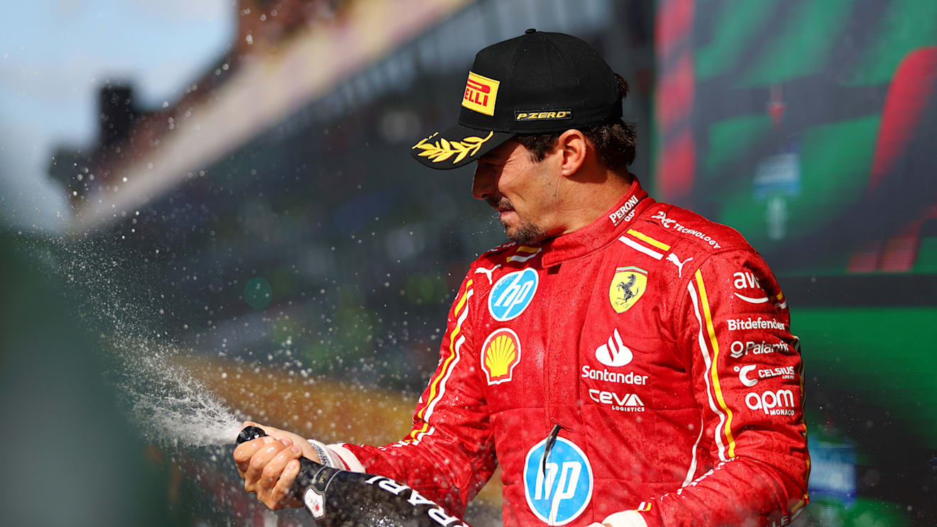 ZANDVOORT, NETHERLANDS - AUGUST 25: Third placed Charles Leclerc of Monaco driving the (16) Ferrari SF-24 celebrates in parc ferme after the F1 Grand Prix of Netherlands at Circuit Zandvoort on August 25, 2024 in Zandvoort, Netherlands.  (Photo by Bryn Lennon - Formula 1/Formula 1 via Getty Images)