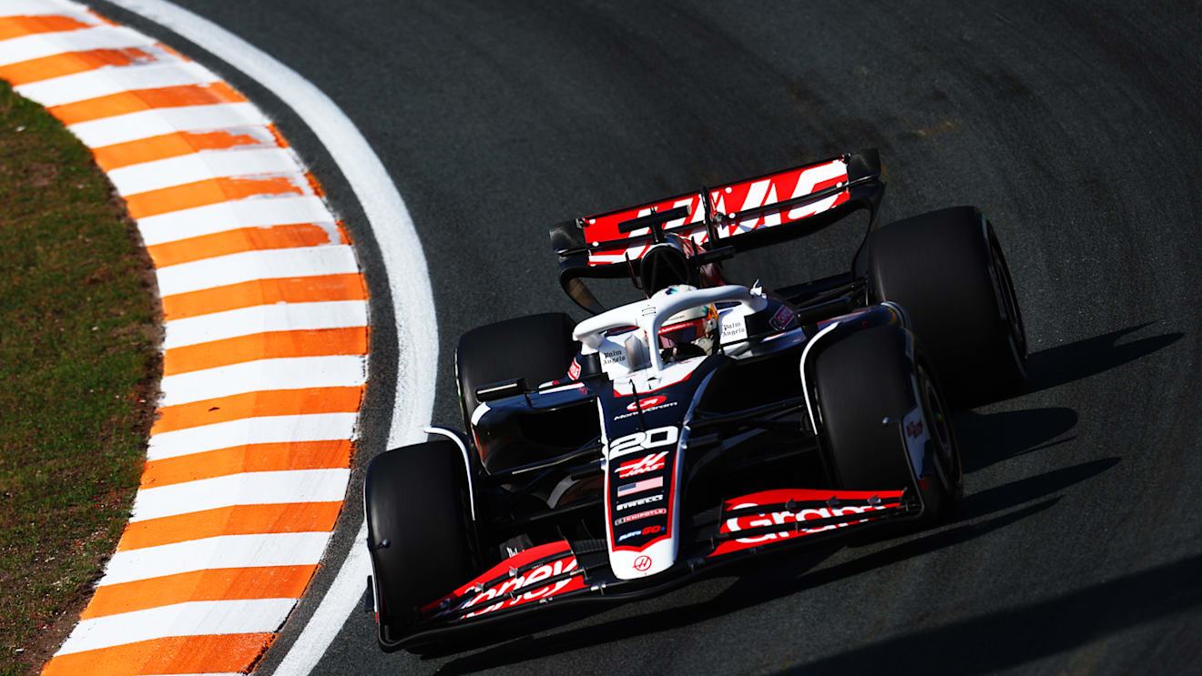 ZANDVOORT, NETHERLANDS - AUGUST 23: Kevin Magnussen of Denmark driving the (20) Haas F1 VF-24 Ferrari on track during practice ahead of the F1 Grand Prix of Netherlands at Circuit Zandvoort on August 23, 2024 in Zandvoort, Netherlands. (Photo by Clive Rose/Getty Images)
