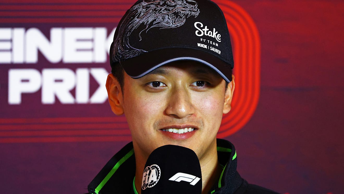 ZANDVOORT, NETHERLANDS - AUGUST 22: Zhou Guanyu of China and Stake F1 Team Kick Sauber attends the Drivers Press Conference during previews ahead of the F1 Grand Prix of Netherlands at Circuit Zandvoort on August 22, 2024 in Zandvoort, Netherlands. (Photo by Clive Rose/Getty Images)