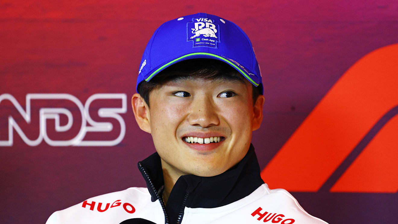ZANDVOORT, NETHERLANDS - AUGUST 22: Yuki Tsunoda of Japan and Visa Cash App RB attends the Drivers Press Conference during previews ahead of the F1 Grand Prix of Netherlands at Circuit Zandvoort on August 22, 2024 in Zandvoort, Netherlands. (Photo by Clive Rose/Getty Images)